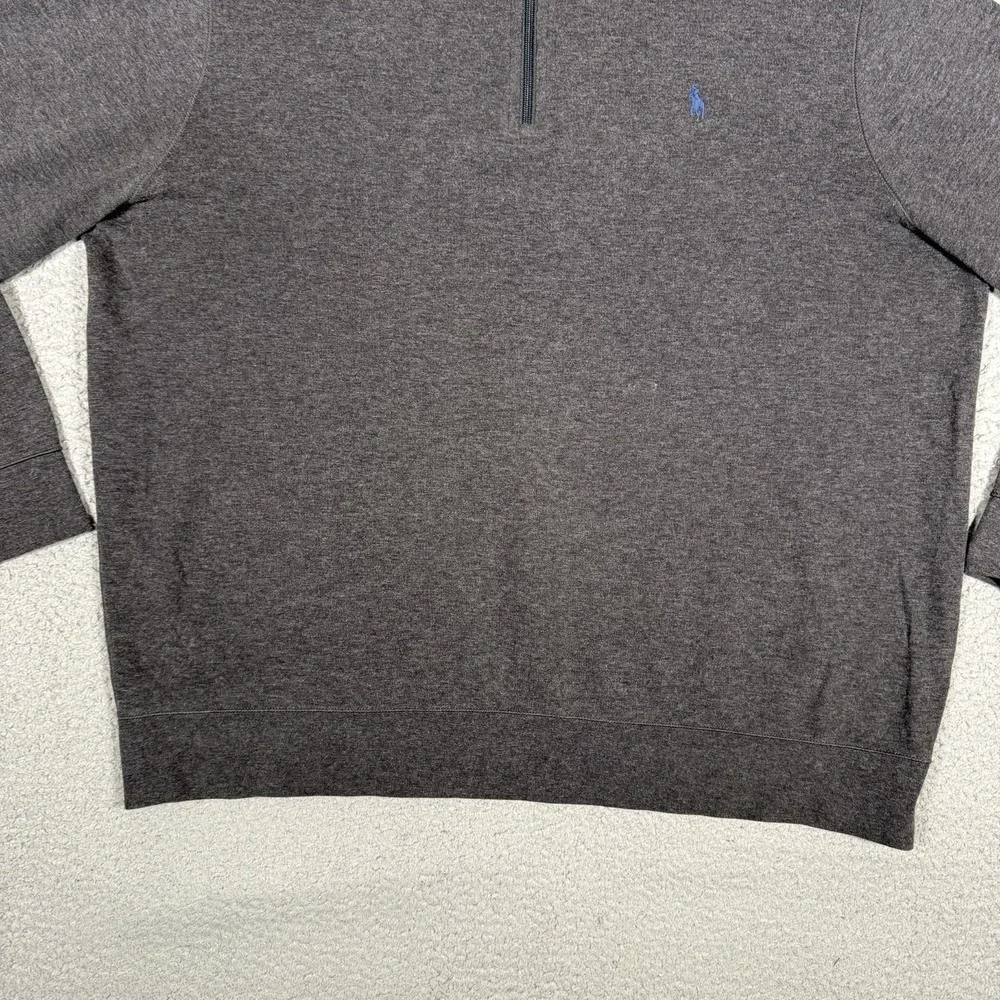 Polo Ralph Lauren Sweater Mens XL Gray 1/4 Zip Pullover Viscose Blend Preppy‎